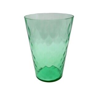 Vintage Uranium Glass Diamond Point Vase Green Vaseline Glass Glows 8"
